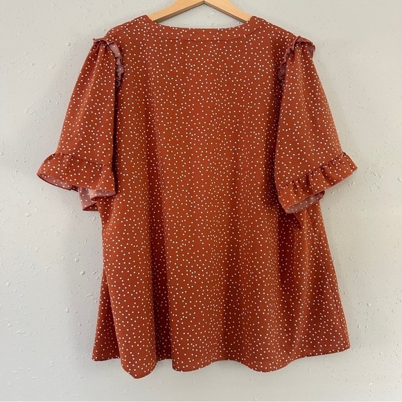 Bloomchic Orange Polka Dot Ruffle Sleeve Blouse Casual 22 24 - Picture 4 of 4